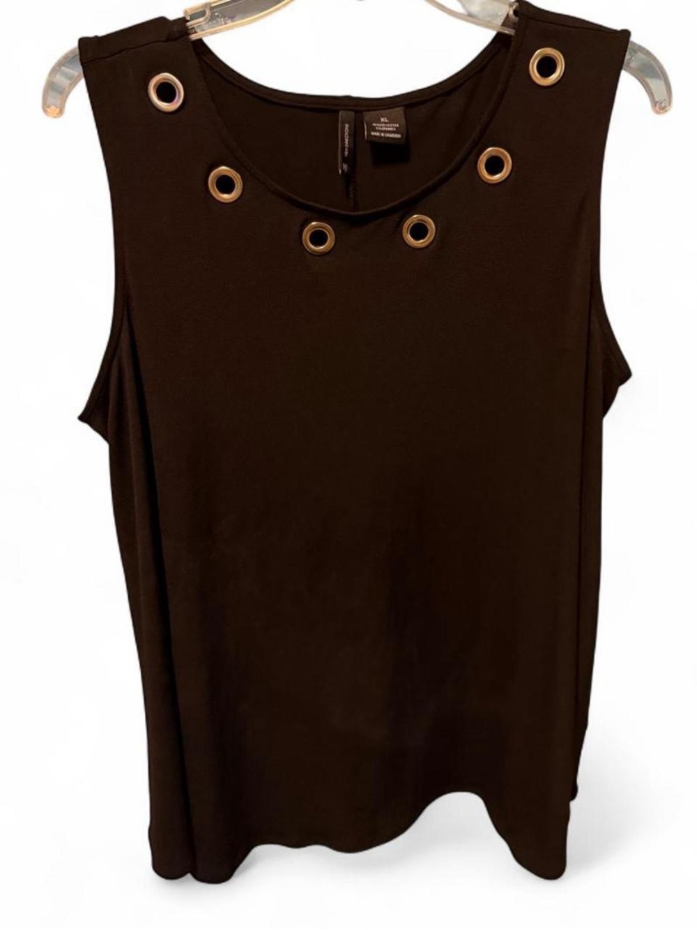 new directions Black Sleeveless Tank with Gold Eyelet Accents